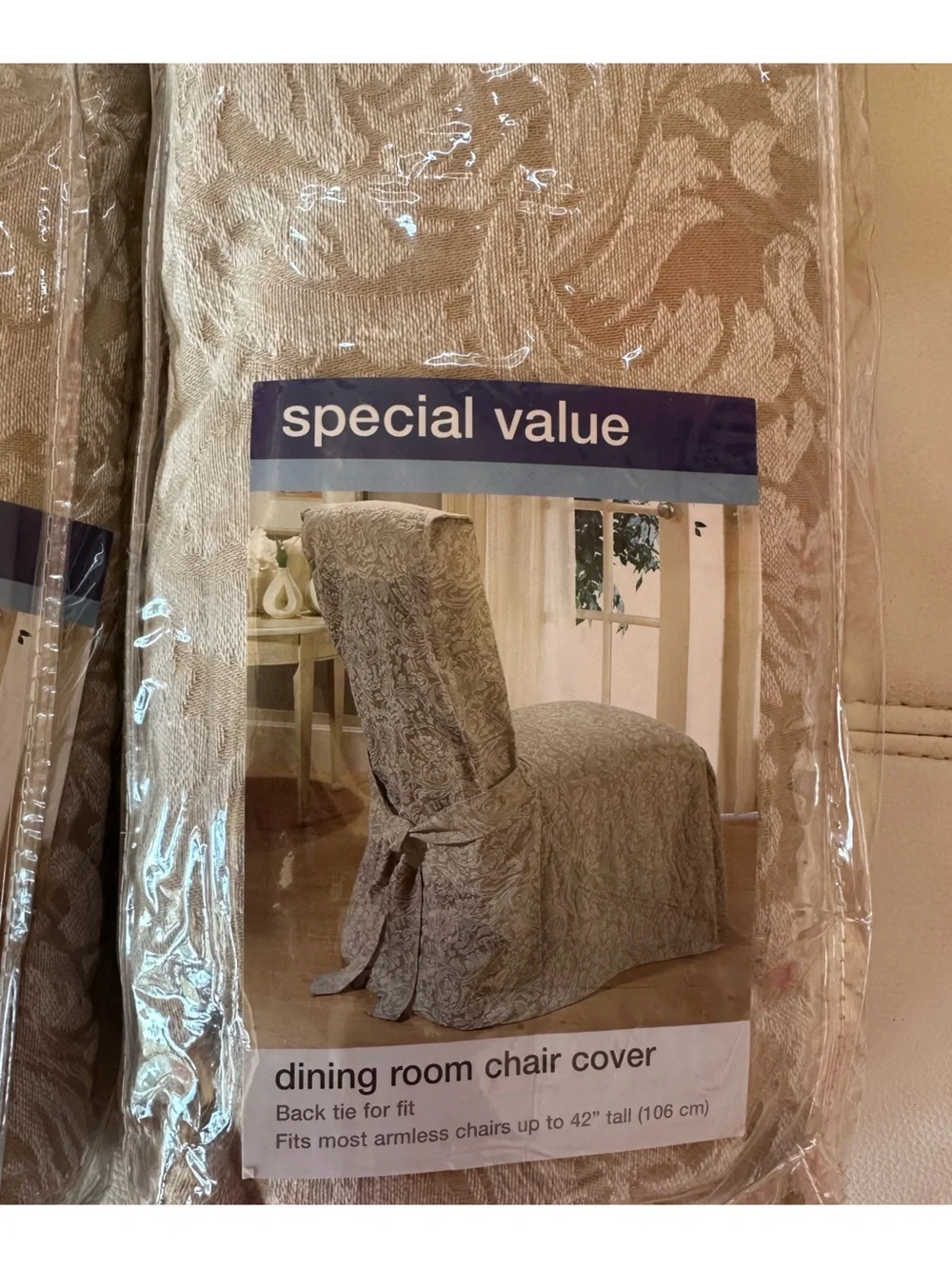 Set of 2 Taupe Floral Dining Room Chair Covers – Brand New in Package